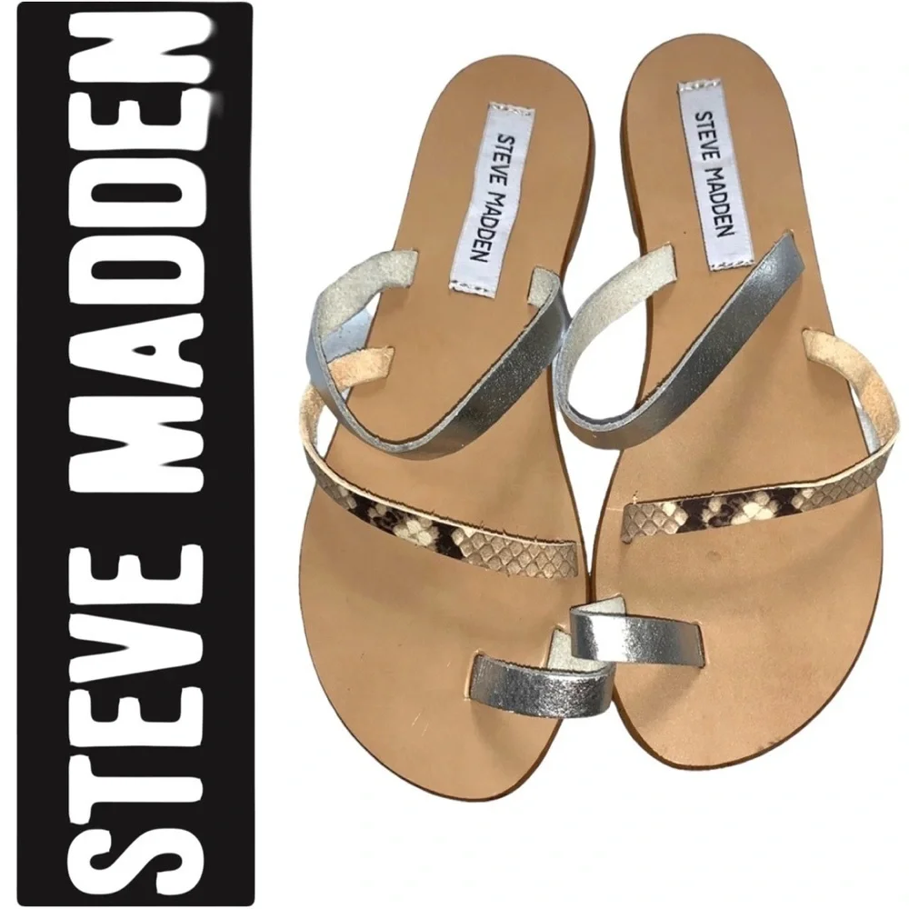 New Steve Madden Claustrophobic Toe Slide Sandal Snake Print Made in Italy SZ 7 - Picture 1 of 11